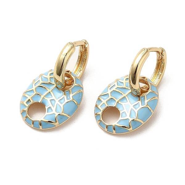 Oval Real 18K Gold Plated Brass Dangle Hoop Earrings