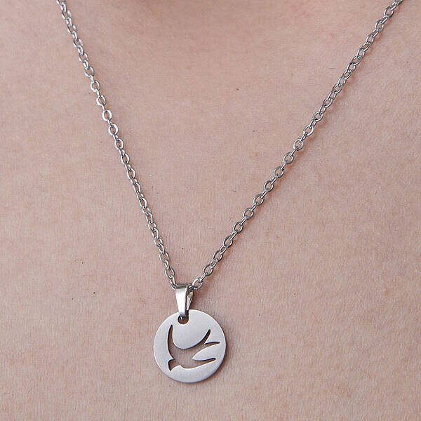 Non-Tarnish 201 Stainless Steel Swallow Pendant Necklace