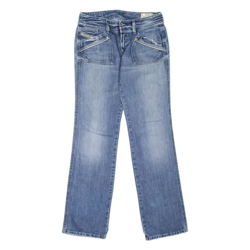 DIESEL Reckfly Womens Jeans Blue Regular Straight Stone Wash W29 L32