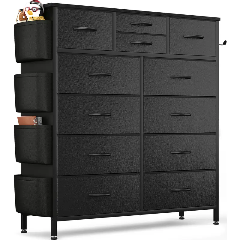 【Deals for Your Days】AOWOS 12 Drawer Dresser with Side Pockets and Hooks, Cupboards & Cabinets, Tall Dressers & Chests of...