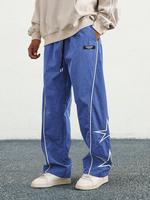 Men's Loose Star Print Drawstring Waist Wide Leg Pants, Casual Pocket Trousers for Daily Wear, Back To School Pants for Men, ...