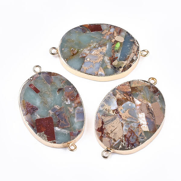 Electroplate Synthetic Aqua Terra Jasper Links connectors