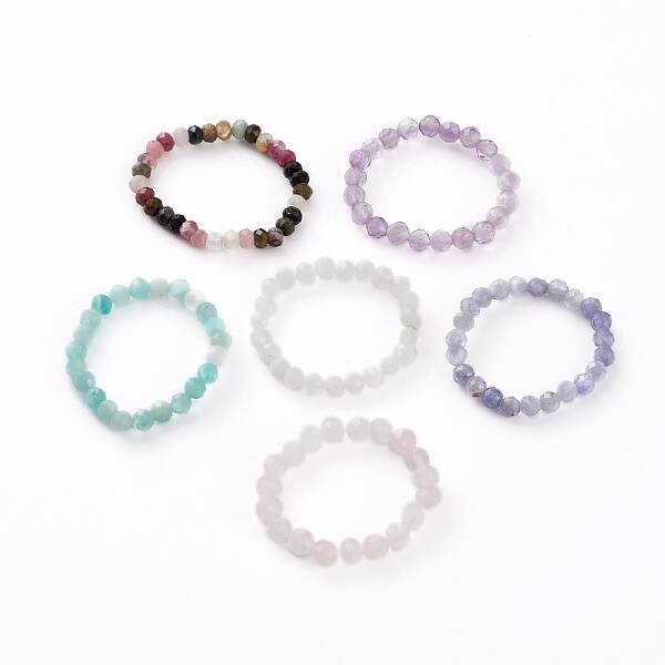 Natural Gemstone Beads Stretch Rings