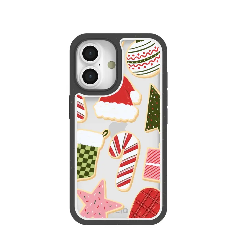 Clear Festive Cookies iPhone 16 Case With Black Ridge