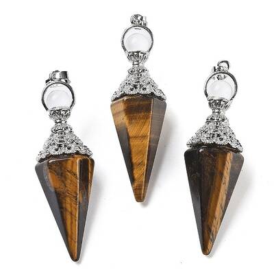 Natural Tiger Eye Faceted Cone Big Pendants