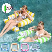 Inflatable Floating Row, 1 Count Portable Foldable Inflatable Floating Bed with Air Pump, Water Sports Tools Equipment for Ou...