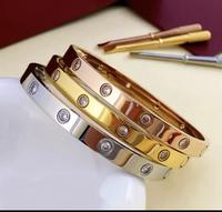 Luxury Women's Titanium Steel Screw Bangle Bracelet with Diamonds