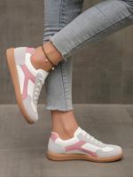 Women's Fashionable Lace Up Low Top Sneakers, Casual Comfortable Sports Shoes for Outdoor Walking, Female All-match Round Toe...