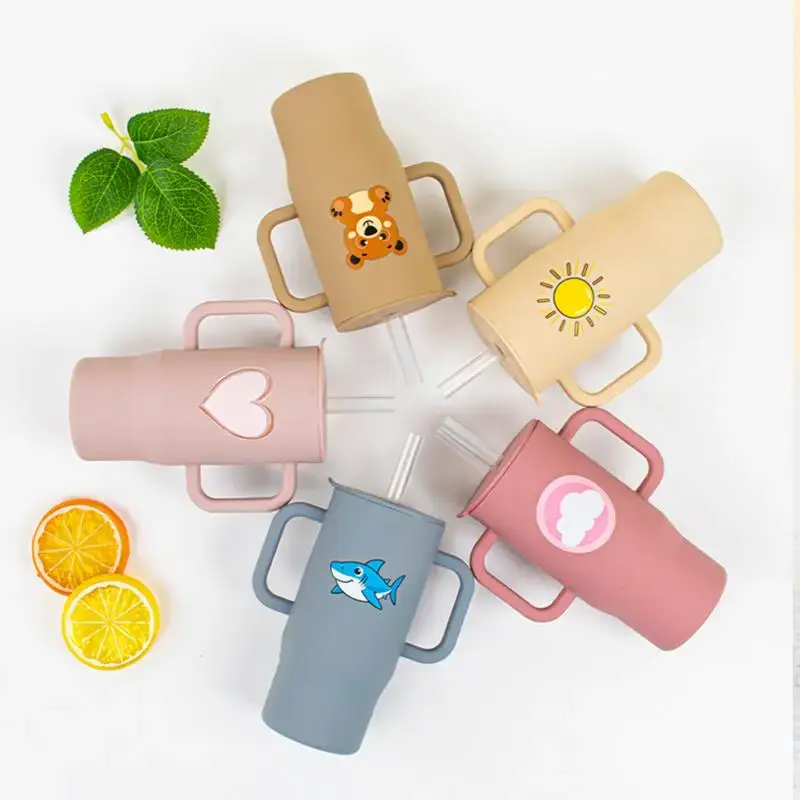 VODVOB Printed Silicone Baby Cup – BPA-Free Spill-Proof Training Cup with Cute Designs & Handles for Toddlers