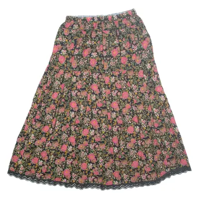 Womens Pleated Skirt Pink Midi Floral S