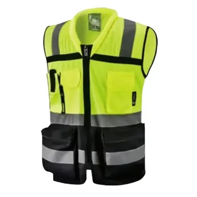 High Visibility Reflective Safety, Mesh Safety Vest with Zipper and Multi pockets (LARGE SIZES RUN SMALL SEE DESCRITION)