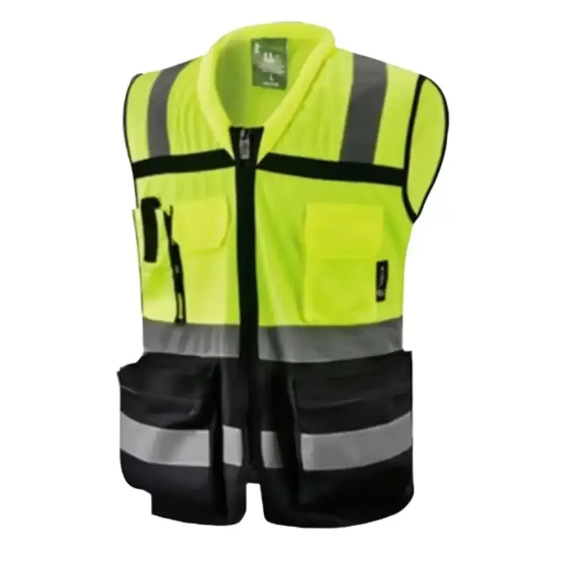 High Visibility Reflective Safety, Mesh Safety Vest with Zipper and Multi pockets (LARGE SIZES RUN SMALL SEE DESCRITION)