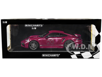 2021 Porsche 911 Turbo S with SportDesign Package 20 Red Violet with Silver Stripes Limited Edition to 504 pieces Worldwide 1...