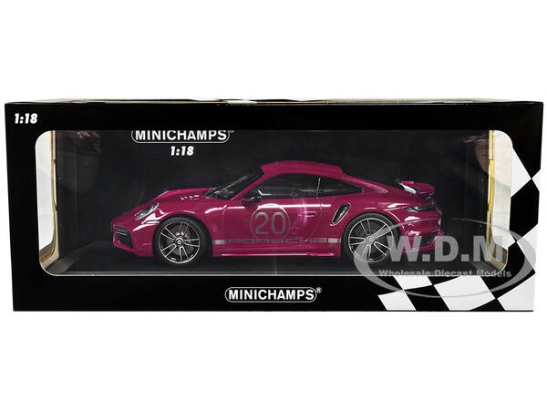 2021 Porsche 911 Turbo S with SportDesign Package 20 Red Violet with Silver Stripes Limited Edition to 504 pieces Worldwide 1...