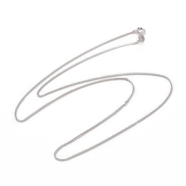 Anti-Tarnish Rhodium Plated 925 Sterling Silver Wheat Chains Necklace for Women