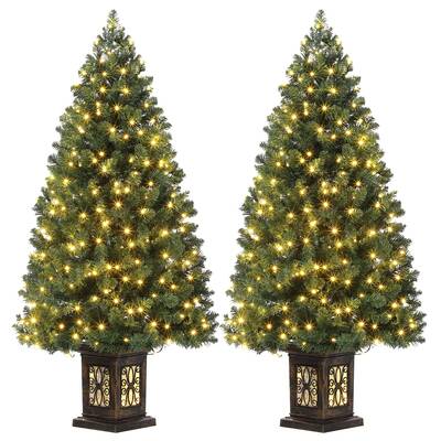 Garvee 4.5ft Artificial Fiber Optic Christmas Tree with 300 LED Lights, 8 Lighting Modes, Pre-Lit Artificial Potted Xmas Tree...