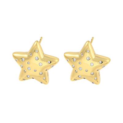 Rack Plating Brass Micro Pave Clear Cubic Zirconia Stud Earring