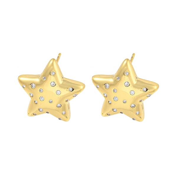 Rack Plating Brass Micro Pave Clear Cubic Zirconia Stud Earring