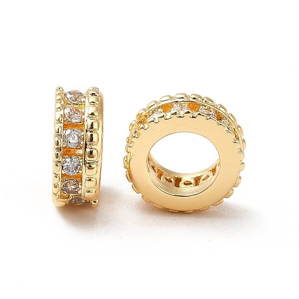 Brass Micro Pave Cubic Zirconia European Beads