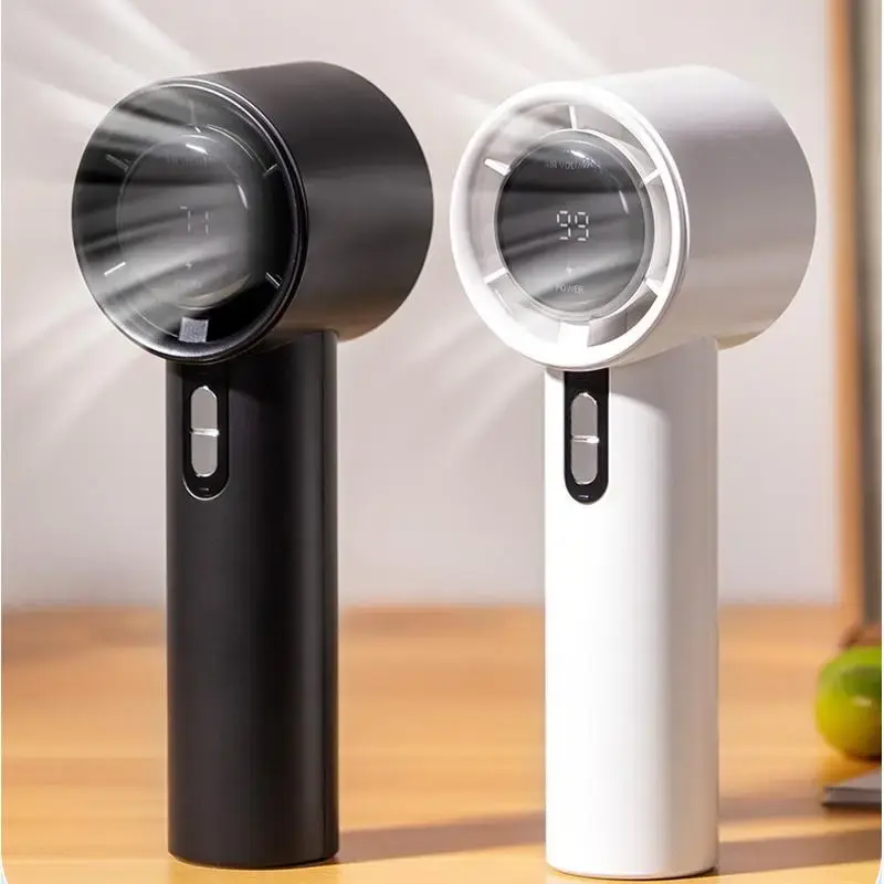 Portable Handheld Turbo Fan, 1 Count 3 Wind Speeds Adjustable Mini Personal Fan, Electric Fan with LED Digital Display
