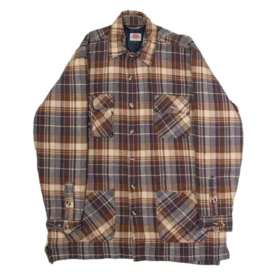 LUTTEURS Mens Lumberjack Jacket Brown Flannel Plaid L