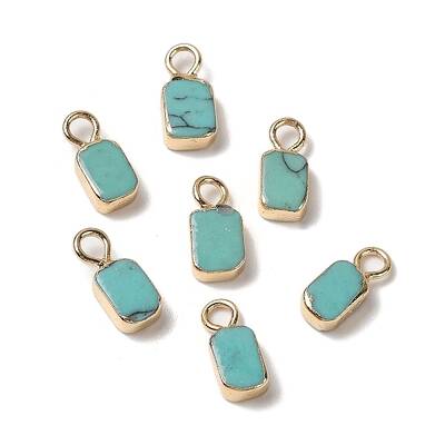 Synthetic Turquoise Rectangle Charms
