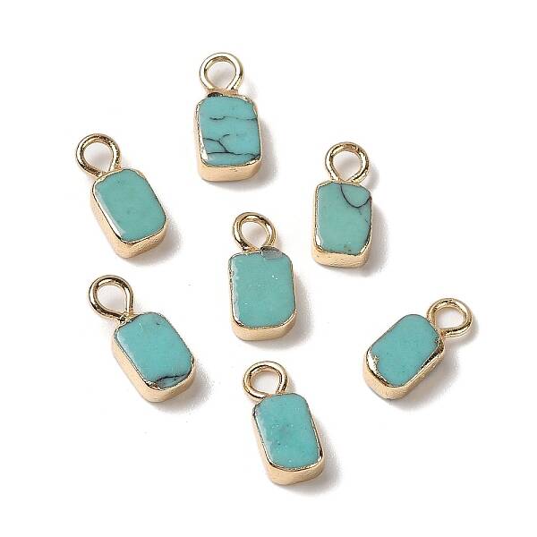 Synthetic Turquoise Rectangle Charms