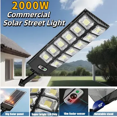 Solar Street Light, Solar Lights With Wide Angle Motion Sensor And Remote Control, Waterproof And Foldable Bracket, Solar Out...