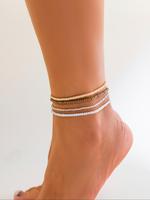 Boho Style Minimalist Solid Color Beaded Anklet (4pcs), Fashionable Jewelry for Women & Girls, Fashion Chains Jewelry for Par...
