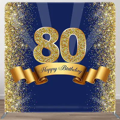 Happy 80th Birthday Fabric Backdrop Cover for Party - Aperturee