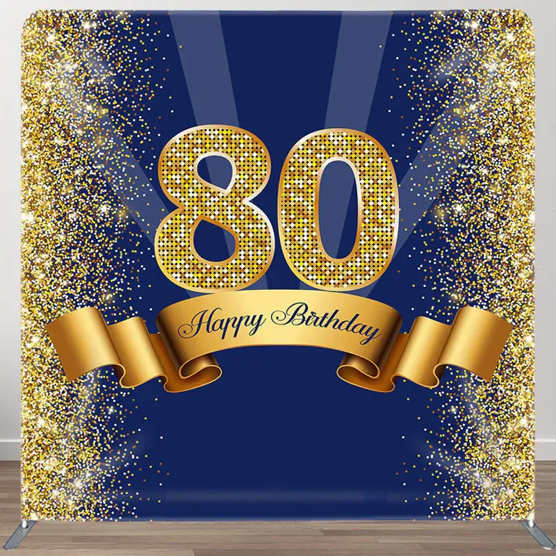 Happy 80th Birthday Fabric Backdrop Cover for Party - Aperturee