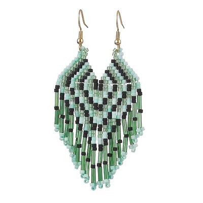 Boho 304 Stainless Steel with Glass Dangle Stud Earring