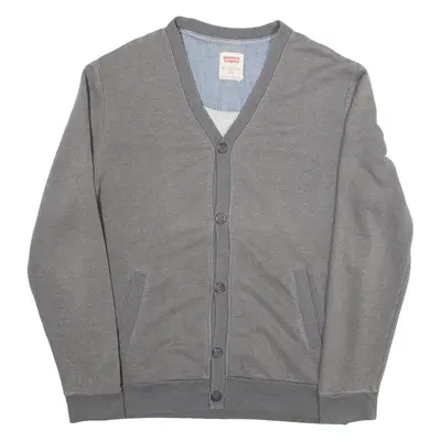 LEVI'S Buttoned Cardigan Womens Sweatshirt Grey V-Neck L