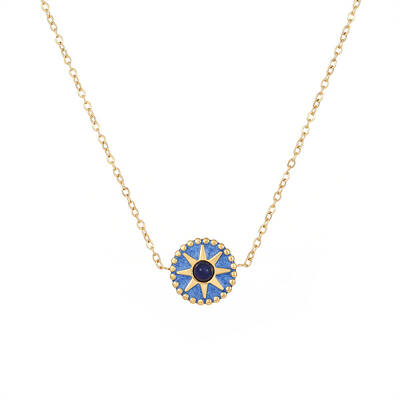 Stylish Stainless Steel Gold-Plated Cat Eye Necklace and Bracelet
