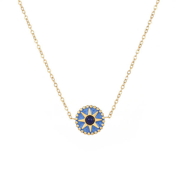 Stylish Stainless Steel Gold-Plated Cat Eye Necklace and Bracelet