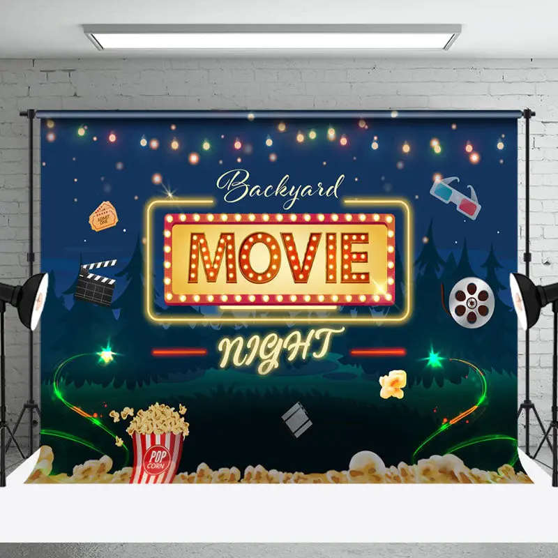 Aperturee Wild Forest Popcorn Backyard Movie Night Backdrop - Aperturee