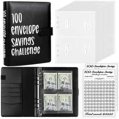 100 Days Money Saving Challenge Binder-Envelope System to Save $5,050, Includes Budget Book & Live Clip, Perfect for Family o...