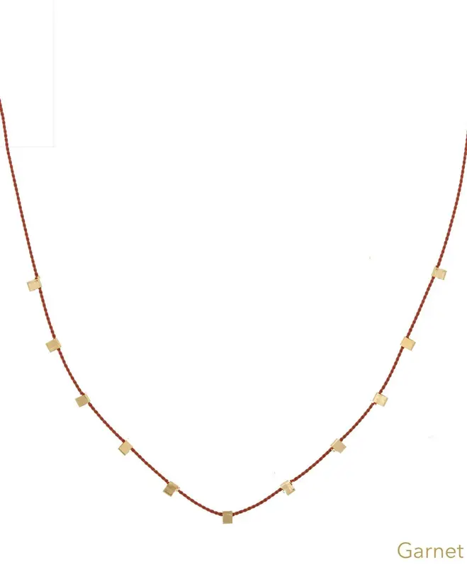 Hilo Necklace | Metal Color: Gold | Color: Garnet
