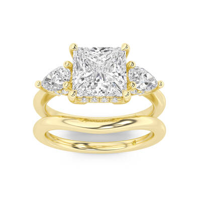 Celestia Lab Grown Princess Cut Diamond Engagement Ring with the Luna Wedding Band | 18K Yellow Gold 1 3/8 ct. tw.