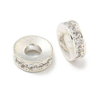 Brass Cubic Zirconia Spacer Beads