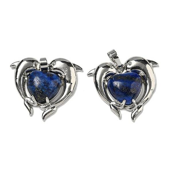 Dyed Natural Lapis Lazuli Heart Pendants