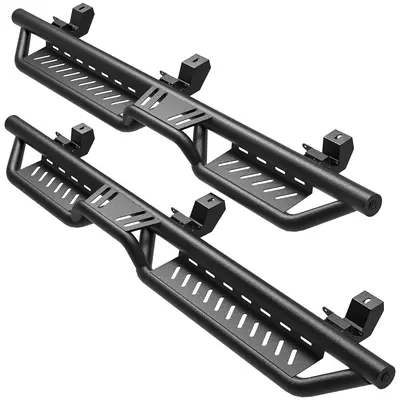 Running Boards & Side Step Compatible with 2018-2025 Jeep Wrangler JL 4 Door, Black Powder Coated Nerf Bar with Two-Stair for...