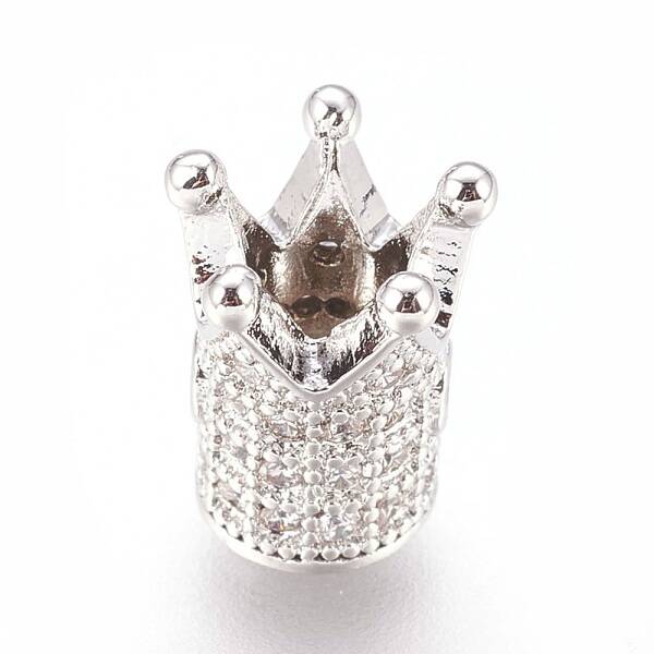 Brass Micro Pave Cubic Zirconia Beads