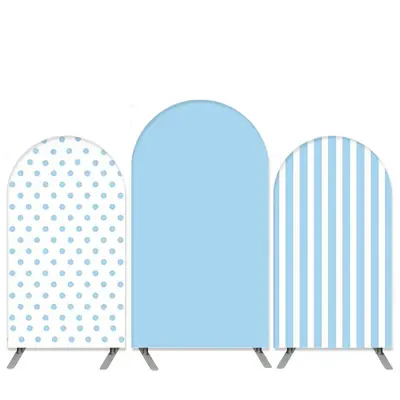 Aperturee Blue Striped Polka Dots Baby Shower Arch Backdrop Kit | Custom Chiara Arched Covers | Circle Arch Backdrop Diy | Di...
