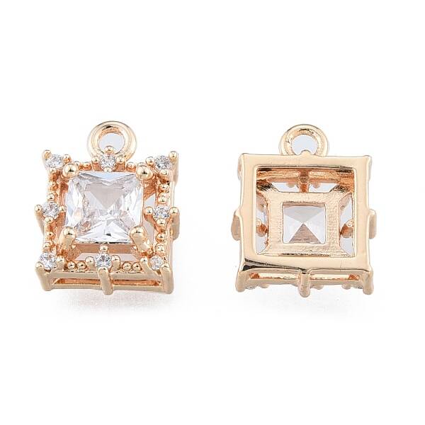 Brass Micro Pave Clear Cubic Zirconia Charms