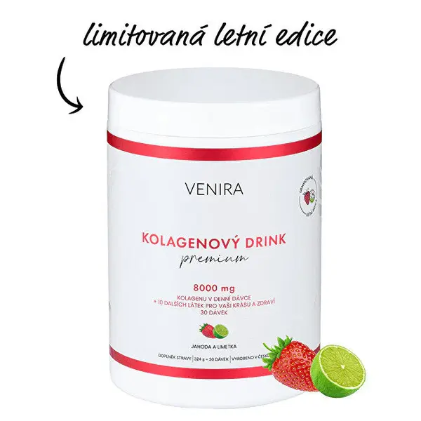 Venira Premium Collagen Drink for Hair, Nails, Skin - Strawberry & Lime 324g