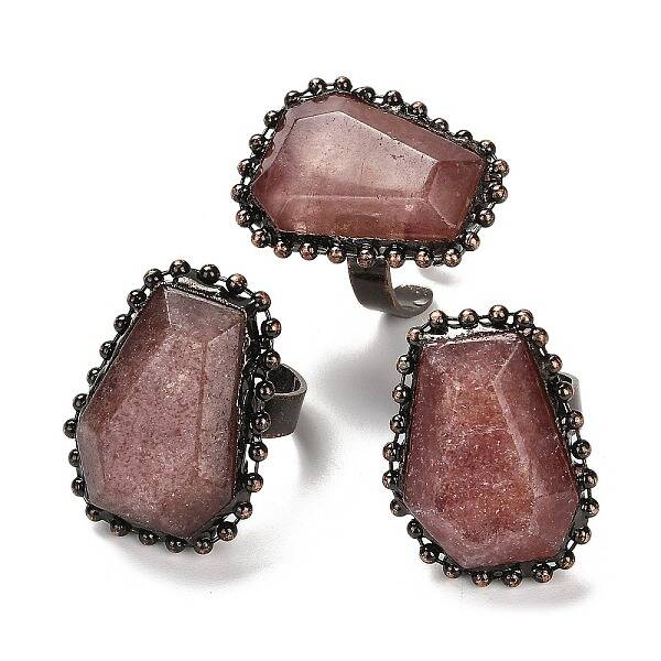 Natural Strawberry Quartz Open Cuff Ring