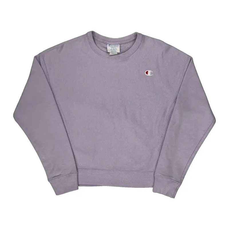 Reverse Weave Champion Sweatshirt - Small Purple Cotton Blend