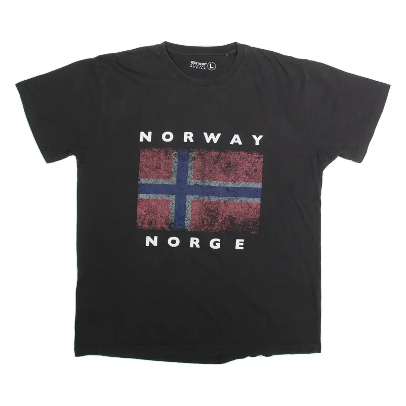 WAY NOR Norway Norse Mens T-Shirt Black L