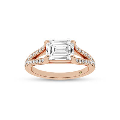 Delhi Split Shank Emerald Cut Lab Grown Diamond Engagement Ring | 14K Rose Gold 3 3/4 CT. TW.
